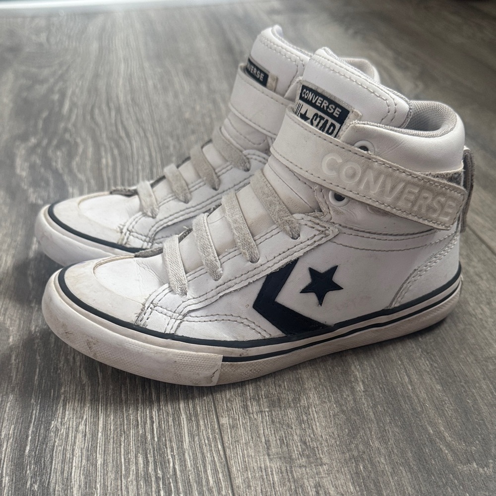 Converse White and Black High-Top Sneakers - Picture 2 of 9